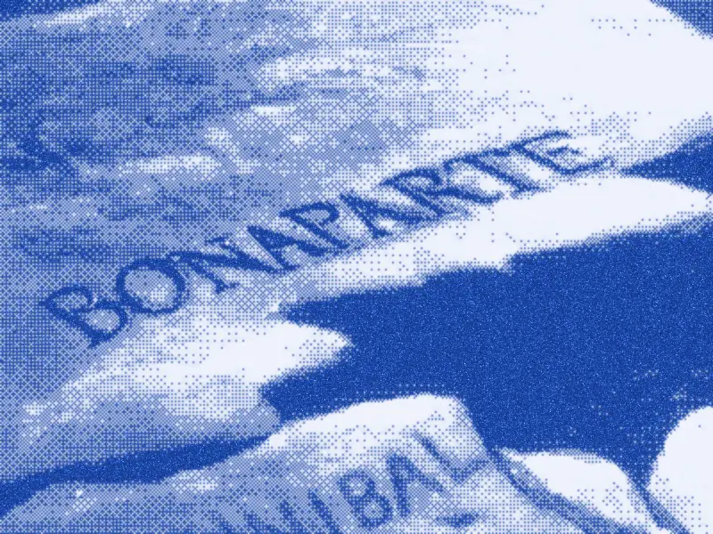 Close crop of the rock in the painting’s foreground, carved with the name BONAPARTE and, below it, part of ANNIBAL.